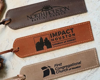 Personalized Leather Bookmark, Custom Logo Engraved Gift
