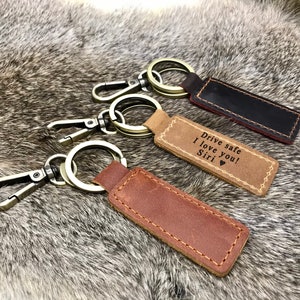 PERSONALIZED GIFT, Leather KEYCHAIN, Coordinates Key Chain, 3rd ...
