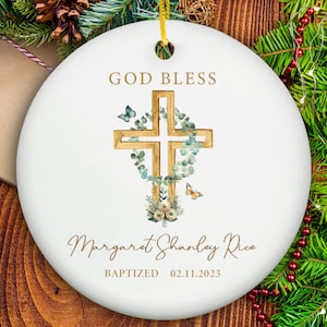 Personalized God Bless Baptism Christmas Ornaments for Boy Baptized Ornament Keepsake for Boy Christening Gift for Boy Customized with Name