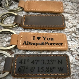 GIFT UNDER 20, Personalized Leather KEYFOB, 3rd anniversary, House Warming Gift, Loop key fob, Monogram key chain, Birthday Gift image 8