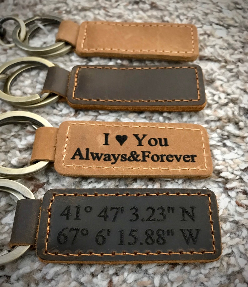 Custom Leather Keychain, Personalized Bible Verse, Permanent Engraved Front Side and Back Side. Fathers day gift. Dad gift. image 8