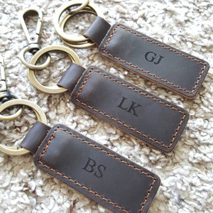 Engraved Dad Gift Leather Keychain, Custom Name Sign, Personalized Leather, Customized Full Grain Leather, Executive Personalized Gift