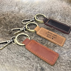 Custom Leather Keychain, Personalized Bible Verse, Permanent Engraved Front Side and Back Side. Fathers day gift. Dad gift. image 3