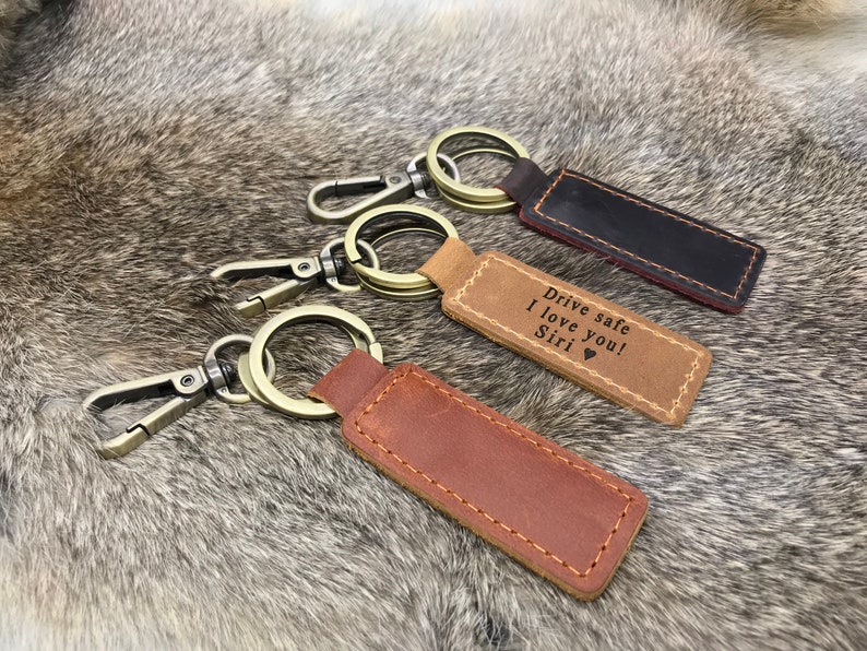 Custom Leather Keychain, Personalized Bible Verse, Permanent Engraved Front Side and Back Side. Fathers day gift. Dad gift. image 3