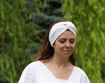 White Gauze Cotton Headband, head cover, kundalini yoga clothing