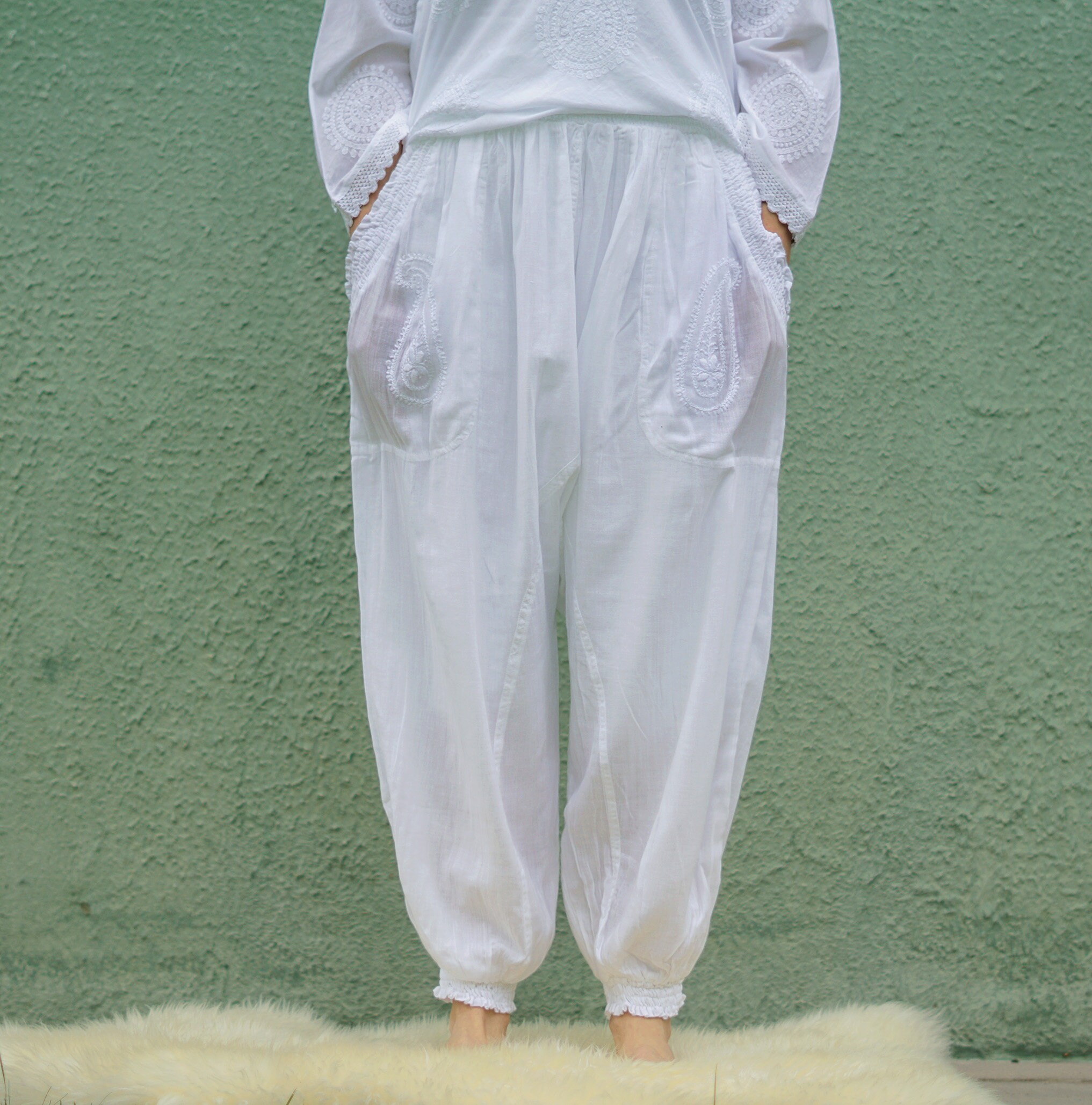 White Cotton Harem Pants Kundalini Yoga Harem Pants Etsy