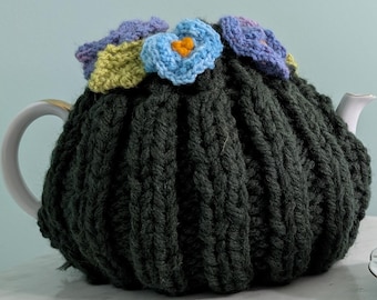 Hand Knit Floral Tea Cozy