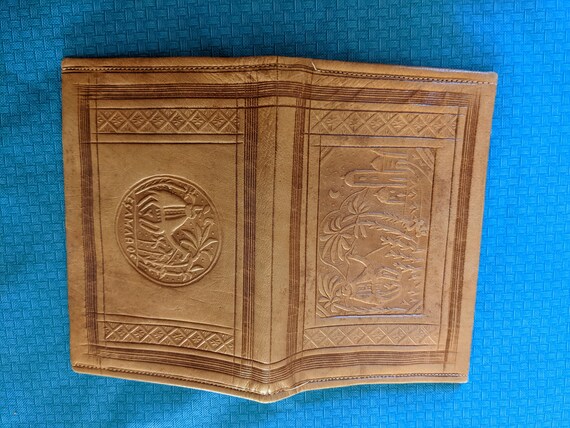 Vintage 1950s Hand Tooled Leather Moroccan Wallet - image 3