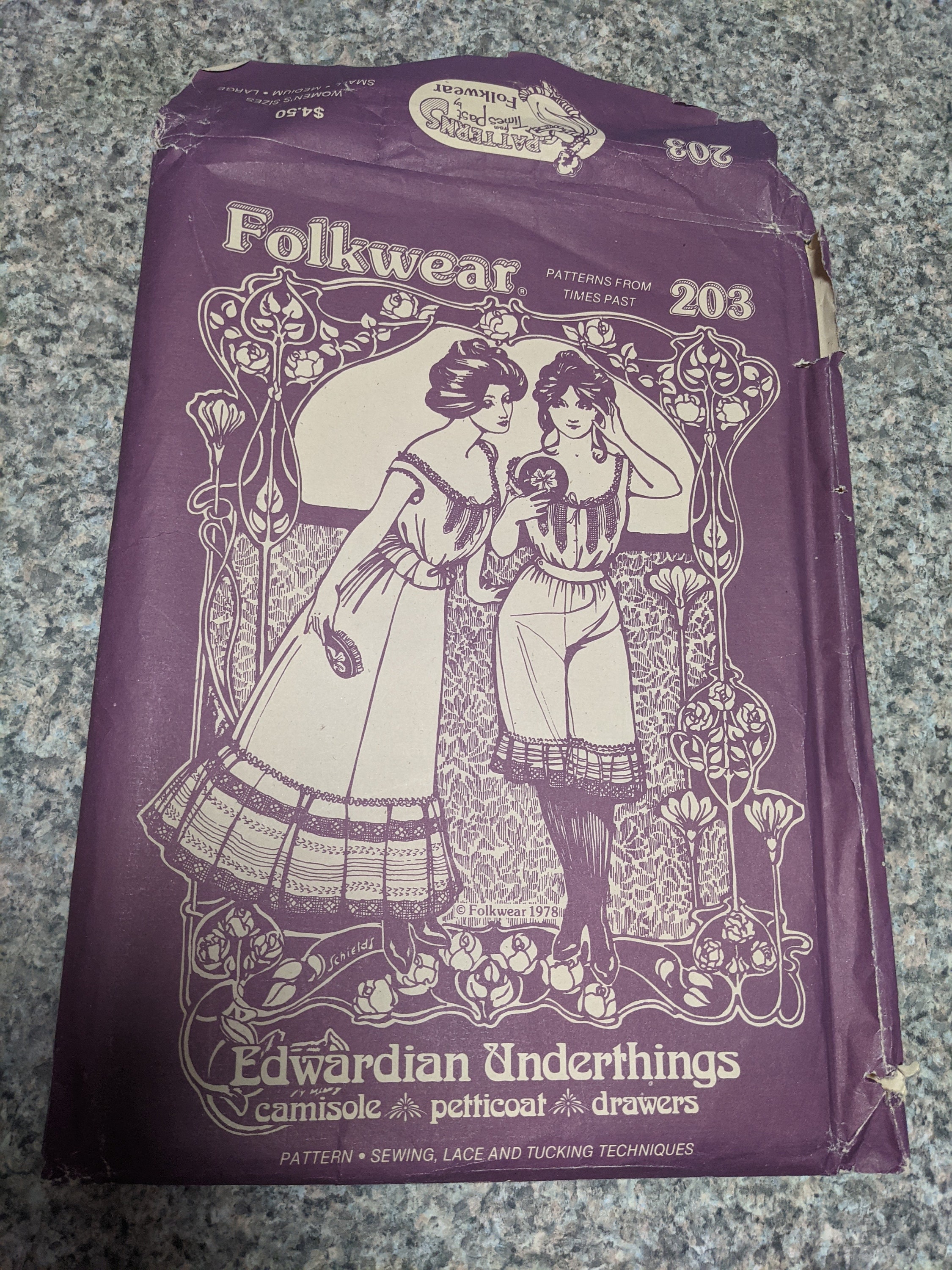  Folkwear #203 Edwardian Underthings Undergarments Camisole  Petticoat Drawers Sewing Pattern (Pattern Only) : Arts, Crafts & Sewing