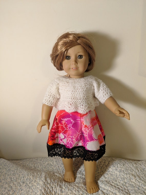 Handmade 18inch Doll Summer Skirt with Hat for American Changing Kit