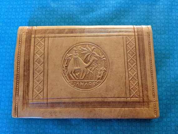 Vintage 1950s Hand Tooled Leather Moroccan Wallet - image 1