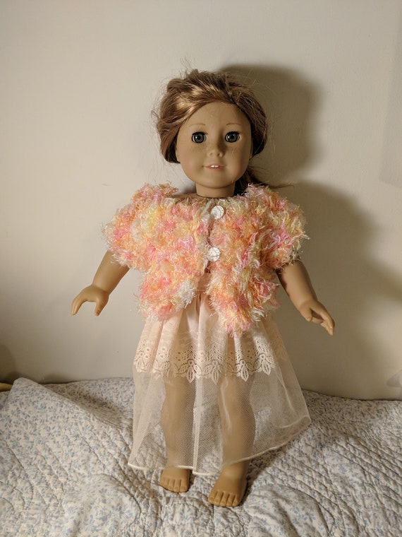 18 American Girl Doll Clothes Peach Fluffy Sweater and Skirt Set