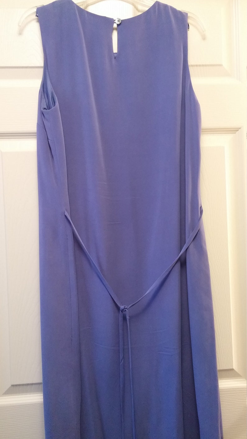 Vintage 1990s Iris Blue Sueded Silk Full Length Sheath Dress and Jacket