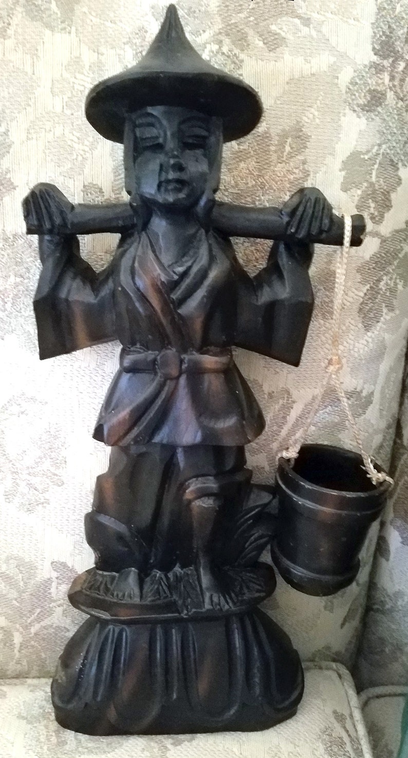 Hand Carved Chinese Water Carrier Made of Narra Wood From SE Etsy