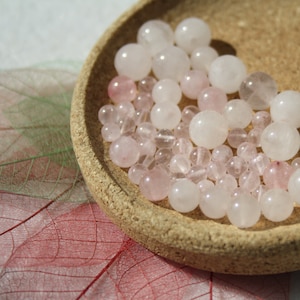 Natural ROSE QUARTZ beads; diameters 4 mm 6 mm and 8 mm; semi-precious natural stone for creative hobbies and fine jewelery