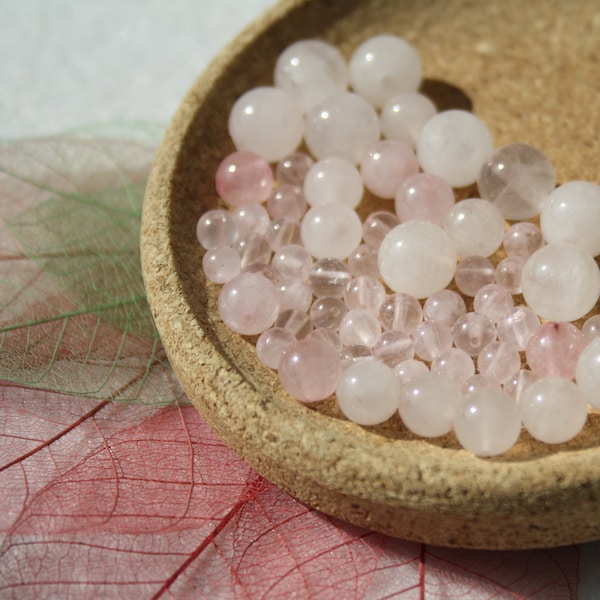 Perles en QUARTZ ROSE naturel; diamètres 4 mm 6 mm et 8 mm; pierre naturelle semi précieuse pour loisirs créatifs et bijouterie fine