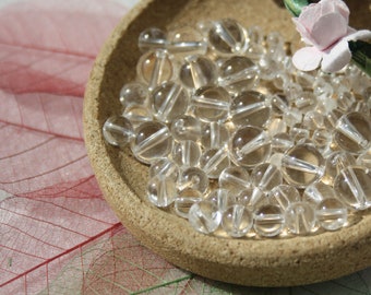 Natural ROCHE CRYSTAL pearls, diameters of 4 mm 6 mm and 8 mm, creative hobbies & jewelry, DIY, semi-precious stones