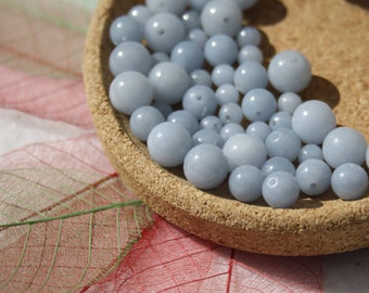 Perles en ANGELITE en 4 mm 6 mm 8 mm; naturelles non teintées; Loisirs créatifs & bijouterie pierres semi-précieuses