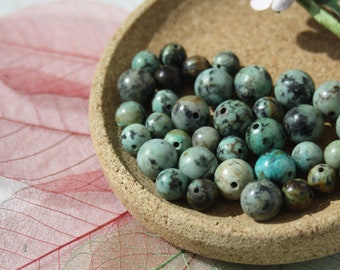 Perlas de verdadera TURQUESA AFRICANA; diámetros 4, 6 mm y 8 mm, pasatiempos creativos y joyas, bricolaje, piedras naturales semipreciosas