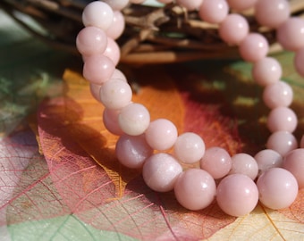 Bracelet in natural PINK OPAL, 6 mm and 8 mm, semi-precious gemstone