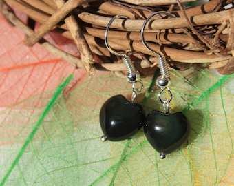 Earrings OBSIDIAN EYE CELESTE natural, color, reflections, semi-precious gemstone