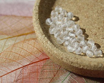 Perles en CRISTAL de ROCHE FACETTES, Quartz, 4 mm, loisirs créatifs et bijouterie fine, perles naturelles semi précieuses