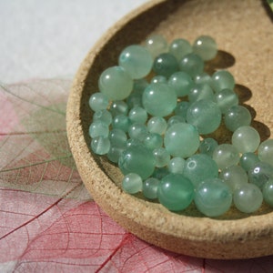 GREEN AVENTURINE beads, diameters 4 mm, 6 mm and 8 mm; natural undyed; Ideal for creative hobbies, semi-precious stones