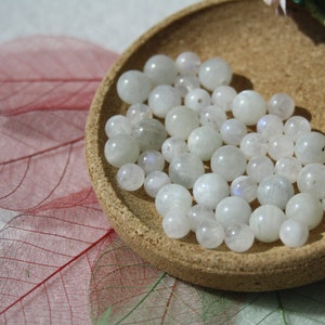 Perles de PÉRISTERITE naturelle, labradorite blanche, diamètres 6 mm et 8 mm, loisirs créatifs & bijouterie, DIY, pierres semi-précieuses image 1