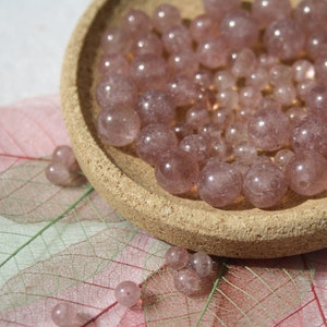 Perles de QUARTZ CERISE naturel, diamètres 4 mm 6 mm et 8 mm, loisirs créatifs & bijouterie, DIY, pierres semi-précieuses image 1