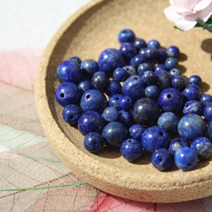 Natural LAPIS LAZULI beads, diameters 4mm, 6mm and 7.8mm; untinted, creative hobbies and fine jewelry, semi-precious gemstone pearls