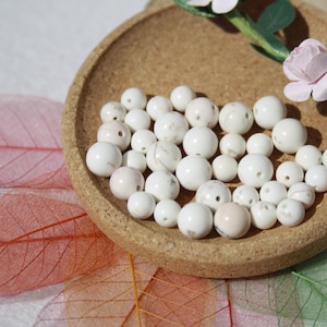 Pearls of natural MAGNESITE; diameters 4 mm 6 mm and 8 mm, creative hobbies & jewelry, DIY, semi-precious stones