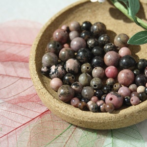 Natural RHODONITE beads, diameters 4 mm, 6 mm and 8 mm, creative hobbies & jewelry, DIY, semi-precious stones