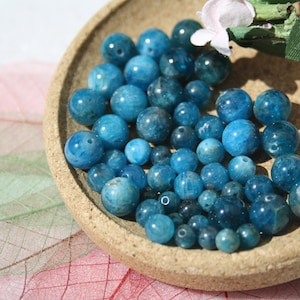 Perles en APATITE naturelle, diamètres de 3.9 mm 5.5 mm 8 mm Loisirs créatifs & bijouterie fine, pierre naturelle semi-précieuse image 1