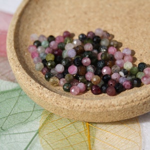 TOURMALINE MIX FACETED beads diameter 3 mm; natural undyed; Creative hobbies & fine jewelry, semi-precious stones