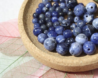 Perles de SODALITE naturelle Diamètres 4 mm 6 mm et 8 mm, loisirs créatifs & bijouterie, DIY, pierres semi-précieuses