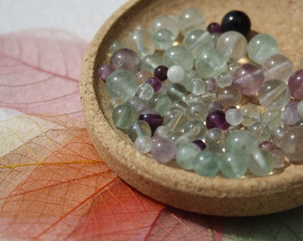 Perles en FLUORITE Naturelle véritable, diamètre 4 mm 6 mm et 8 mm, pierre gemme semi précieuse, idéale loisirs créatifs, DIY