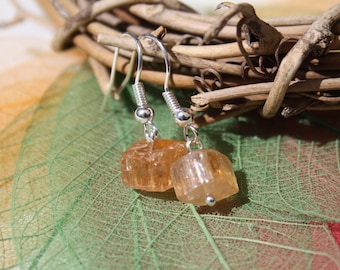 Earrings made of genuine Imperial Topaz, large beads, gemstone, natural semi-precious