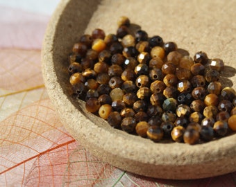 TIGER EYE pearls, faceted 4 mm; natural; Creative hobbies & fine jewelry, semi-precious stones