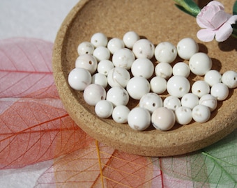 Pearls of natural MAGNESITE; diameters 4 mm 6 mm and 8 mm, creative hobbies & jewelry, DIY, semi-precious stones