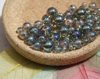 Pearls in QUARTZ AQUA AURA Natural Green; diameters 4 mm and 6 mm, creative hobbies & jewelry, DiY, semi-precious gemstones