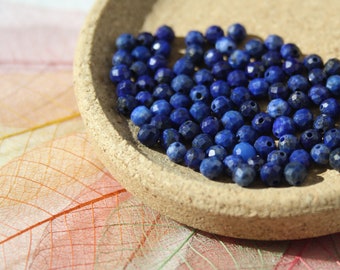 LAPIS LAZULI Beads, FACETED 4mm; Natural; Creative hobbies & fine jewelry, semi-precious stones