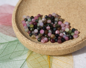 TOURMALINE MIX FACETED beads diameter 3 mm; natural undyed; Creative hobbies & fine jewelry, semi-precious stones