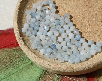 Perles en AIGUE MARINE FACETTES, taille 4 mm; Naturelles; Loisirs créatifs & bijouterie fine, pierres gemme semi-précieuses