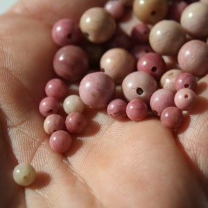 Perles de RHODONITE UNIE naturelle, diamètres de 4 mm 6 mm et 8 mm, loisirs créatifs & bijouterie, DIY, pierres semi-précieuses image 3