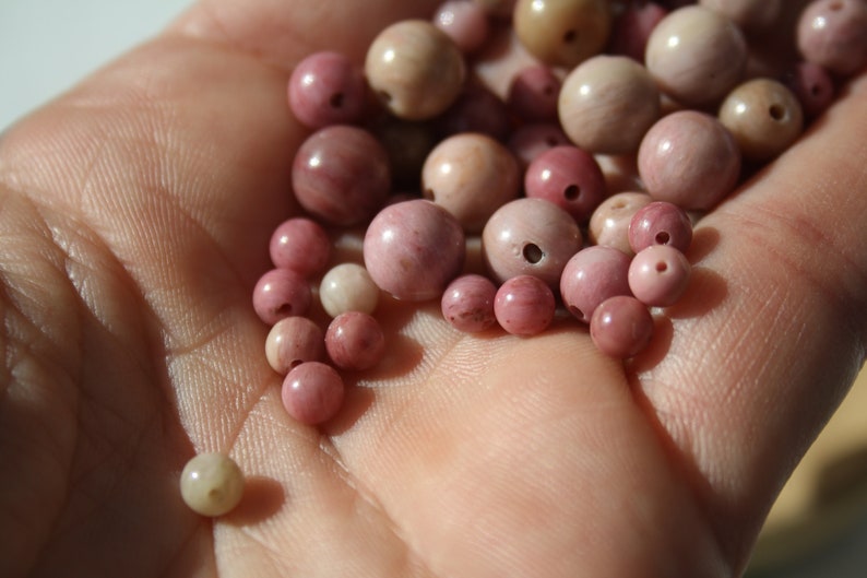 Perles de RHODONITE UNIE naturelle, diamètres de 4 mm 6 mm et 8 mm, loisirs créatifs & bijouterie, DIY, pierres semi-précieuses image 3