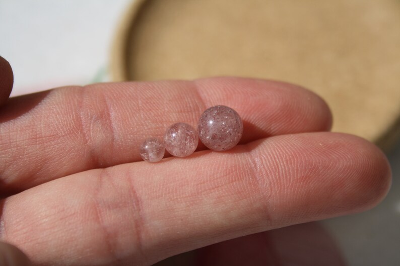 Perles de QUARTZ CERISE naturel, diamètres 4 mm 6 mm et 8 mm, loisirs créatifs & bijouterie, DIY, pierres semi-précieuses image 4