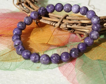 Natural CHAROITE bracelet, 8 mm, semi precious stone