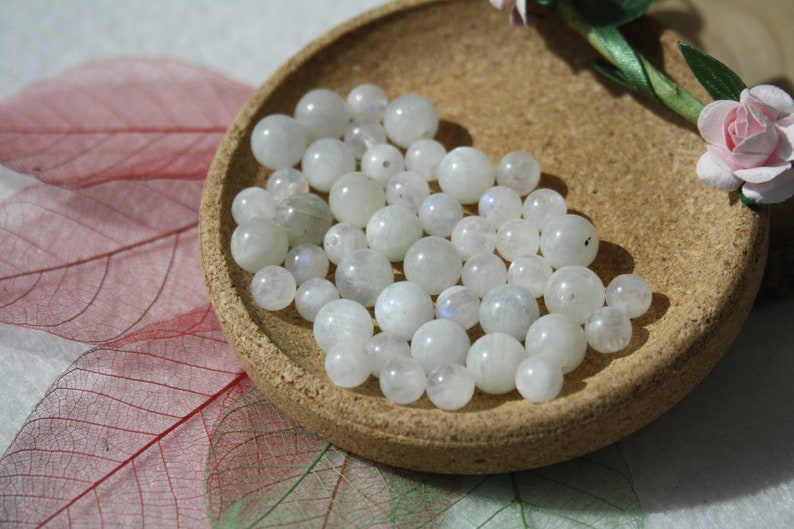Perles de PÉRISTERITE naturelle, labradorite blanche, diamètres 6 mm et 8 mm, loisirs créatifs & bijouterie, DIY, pierres semi-précieuses image 1