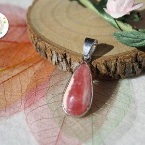 Pendant in real RHODOCHROSITE, Semi-precious natural stone, Drop shape