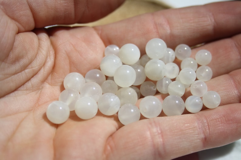 Perles PIERRE de LUNE, 8 mm naturelles non teintées Loisirs créatifs, pierres semi-précieuses zdjęcie 3